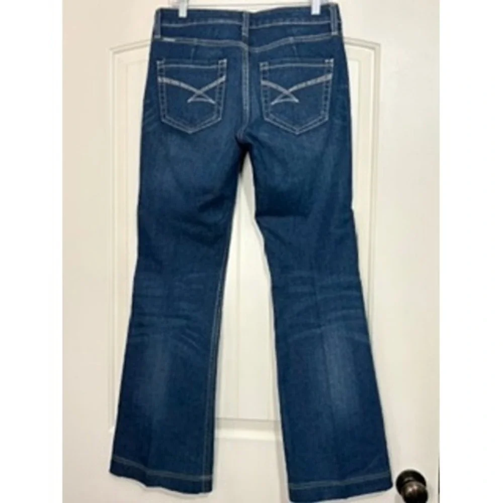 Cinch Lynden Dark Wash Flare Jeans Size 29/7 R Embroidered‎ Pocket Rodeo Boho